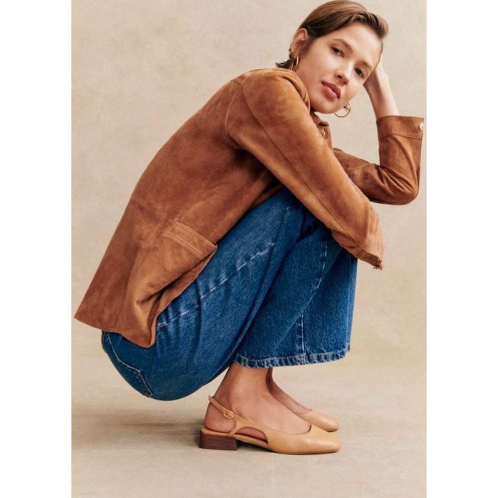 Sezane Women’s Livie Babies Smooth Honey Leather Tan  Mary Jane Flats - Picture 16 of 16